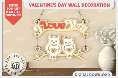 3D Valentine's Day Wall Decoration Laser Cut. Love Sign SVG SVG Evgenyia Guschina 