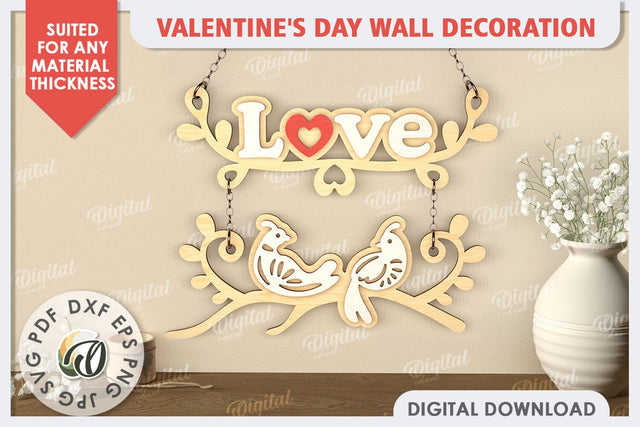 3D Valentine's Day Wall Decoration Laser Cut. Love Sign SVG SVG Evgenyia Guschina 