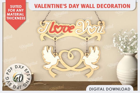3D Valentine's Day Wall Decoration Laser Cut. Love Sign SVG SVG Evgenyia Guschina 