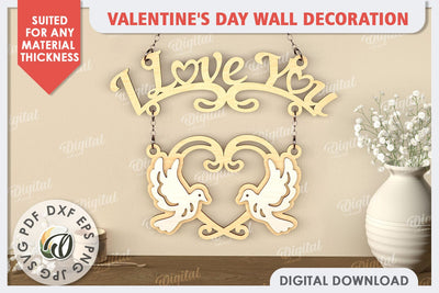 3D Valentine's Day Wall Decoration Laser Cut. Love Sign SVG SVG Evgenyia Guschina 