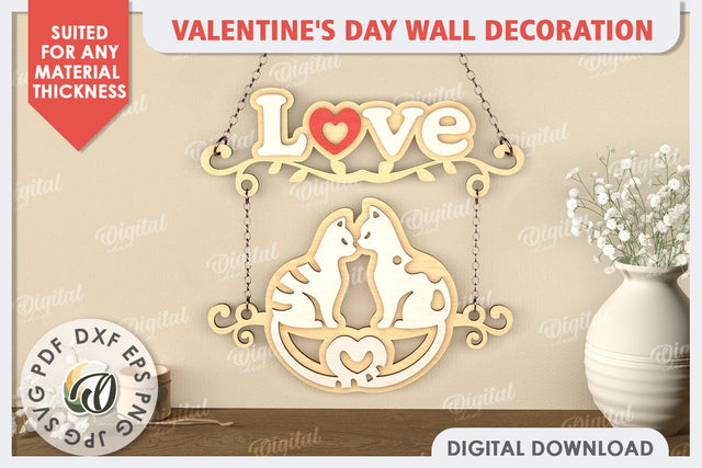 3D Valentine's Day Wall Decoration Laser Cut. Love Sign SVG SVG Evgenyia Guschina 