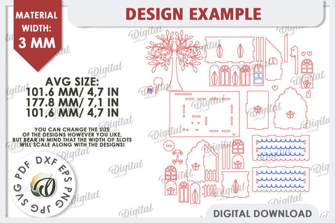 3D Valentine's House Laser Cut. Valentine Day Gifts SVG SVG Evgenyia Guschina 