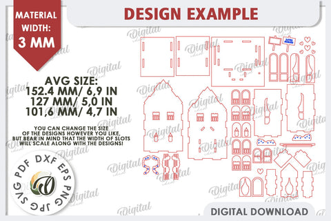 3D Valentine's House Laser Cut. Valentine Day Gifts SVG SVG Evgenyia Guschina 