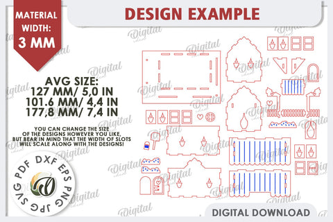 3D Valentine's Houses Laser Cut Bundle. 3D Houses SVG SVG Evgenyia Guschina 