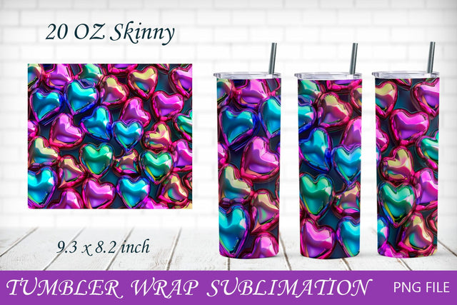 3d Valentines tumbler wrap with holographic hearts, 20 oz sublimation wrap Sublimation AnastasiyaArtDesign 