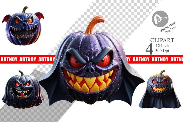 3D Vampire Pumpkin Clipart Sublimation artnoy 