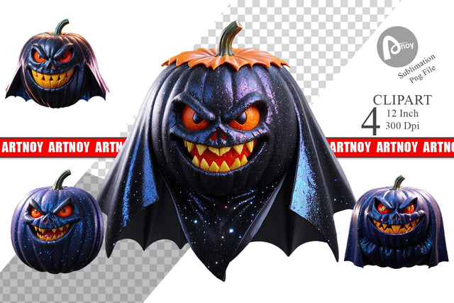 3D Vampire Pumpkin Clipart Sublimation artnoy 