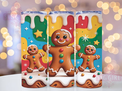 3D Vibrant Christmas Gingerbread Tumbler, 3D Inflated Sublimation Design, Festive Holiday Cup Art, 20oz Xmas Tumbler, Whimsical Gingerbread Mug, Stylish Christmas Cup, Cozy Holiday Wrap Sublimation SvggirlplusArt 