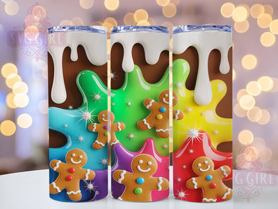 3D Vibrant Christmas Gingerbread Tumbler, 3D Inflated Sublimation Design, Festive Holiday Cup Art, 20oz Xmas Tumbler, Whimsical Gingerbread Mug, Stylish Christmas Cup, Cozy Holiday Wrap Sublimation SvggirlplusArt 