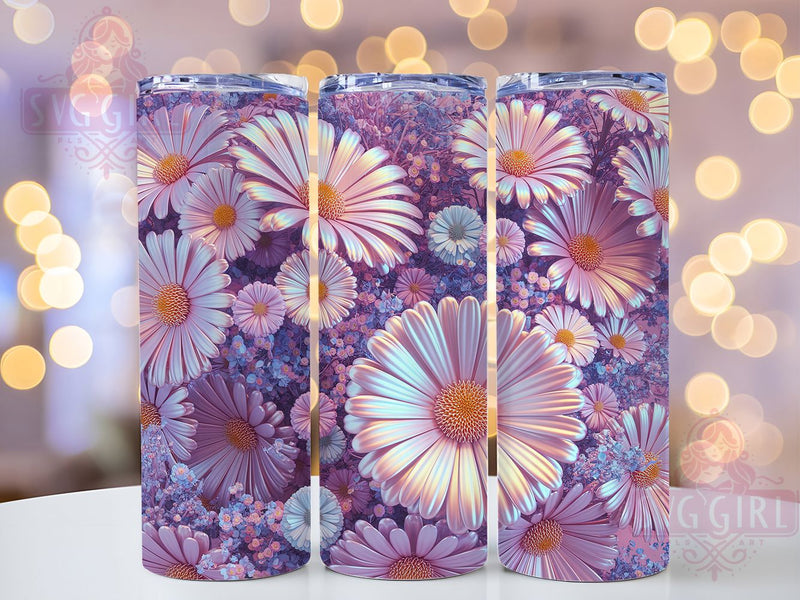 3D Vibrant Daisy Floral Tumbler, Spring Floral Tumbler, Vibrant Daisy Wrap, Elegant Spring Wrap, Rustic Floral Wrap, Sublimation Design, Trendy Gift Idea Sublimation SvggirlplusArt 