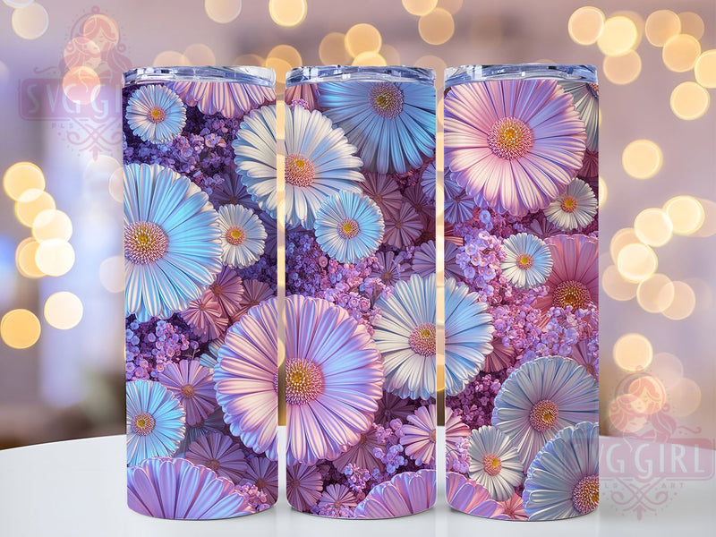 3D Vibrant Daisy Floral Tumbler, Spring Floral Tumbler, Vibrant Daisy Wrap, Elegant Spring Wrap, Rustic Floral Wrap, Sublimation Design, Trendy Gift Idea Sublimation SvggirlplusArt 