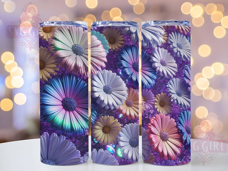 3D Vibrant Daisy Floral Tumbler, Spring Floral Tumbler, Vibrant Daisy Wrap, Elegant Spring Wrap, Rustic Floral Wrap, Sublimation Design, Trendy Gift Idea Sublimation SvggirlplusArt 