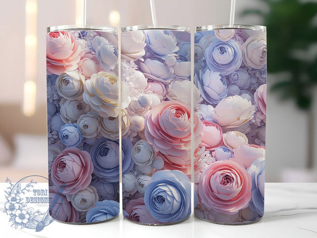 3D Vibrant Elegant Rose Tumbler, Elegant Rose Tumbler, Whimsical Rose Wrap, Vibrant Floral Wrap, Classic Rose Wrap, Sublimation Design, Trendy Gift Idea Sublimation ToriDesigns 