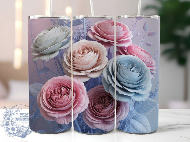 3D Vibrant Elegant Rose Tumbler, Elegant Rose Tumbler, Whimsical Rose Wrap, Vibrant Floral Wrap, Classic Rose Wrap, Sublimation Design, Trendy Gift Idea Sublimation ToriDesigns 