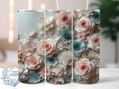 3D Vibrant Elegant Rose Tumbler, Elegant Rose Tumbler, Whimsical Rose Wrap, Vibrant Floral Wrap, Classic Rose Wrap, Sublimation Design, Trendy Gift Idea Sublimation ToriDesigns 
