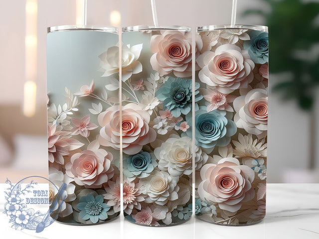 3D Vibrant Elegant Rose Tumbler, Elegant Rose Tumbler, Whimsical Rose Wrap, Vibrant Floral Wrap, Classic Rose Wrap, Sublimation Design, Trendy Gift Idea Sublimation ToriDesigns 