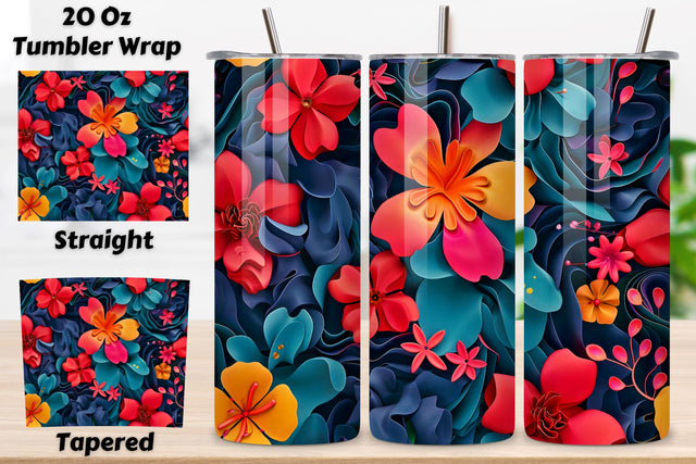 3D Vibrant Flower Tumbler Wrap | Seamless Tumbler Wrap Sublimation FloridPrintables 