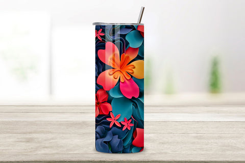 3D Vibrant Flower Tumbler Wrap | Seamless Tumbler Wrap Sublimation FloridPrintables 