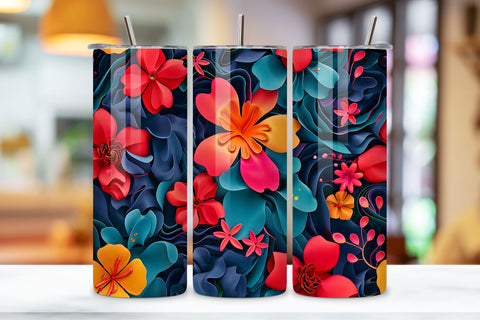 3D Vibrant Flower Tumbler Wrap | Seamless Tumbler Wrap Sublimation FloridPrintables 