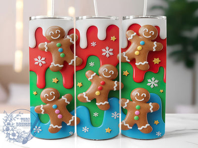 3D Vibrant Gingerbread Cookie Tumbler, 3D Inflated Wrap, Christmas Cookie Mug Design, Sublimation Wrap, Festive Drinkware, Cute Winter Gift, Candy House Cup Sublimation ToriDesigns 
