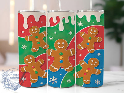 3D Vibrant Gingerbread Cookie Tumbler, 3D Inflated Wrap, Christmas Cookie Mug Design, Sublimation Wrap, Festive Drinkware, Cute Winter Gift, Candy House Cup Sublimation ToriDesigns 
