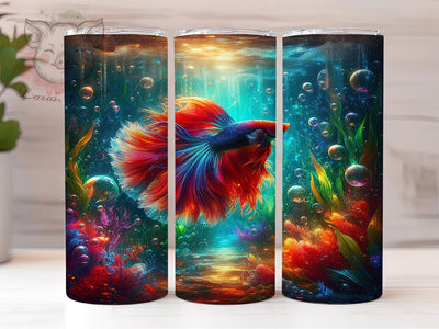 3D Vibrant Rainbow Betta Tumbler, 3D Fish Tumbler, Vibrant Betta Wrap, Artistic Rainbow Wrap, Tropical Fish Wrap, Sublimation Design, Trendy Gift Idea Sublimation Lara' s Designs 