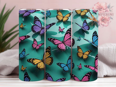 3D Vibrant Rainbow Butterfly Tumbler, 3D Butterfly Tumbler, Vibrant Rainbow Wrap, Whimsical Butterfly Wrap, Artistic Rainbow Wrap, Sublimation Design, Trendy Gift Idea Sublimation Li Zamperini 