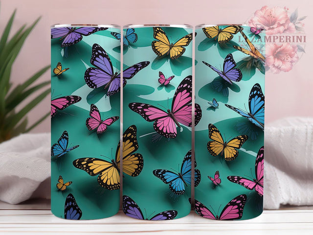3D Vibrant Rainbow Butterfly Tumbler, 3D Butterfly Tumbler, Vibrant Rainbow Wrap, Whimsical Butterfly Wrap, Artistic Rainbow Wrap, Sublimation Design, Trendy Gift Idea Sublimation Li Zamperini 
