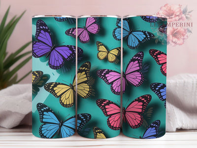 3D Vibrant Rainbow Butterfly Tumbler, 3D Butterfly Tumbler, Vibrant Rainbow Wrap, Whimsical Butterfly Wrap, Artistic Rainbow Wrap, Sublimation Design, Trendy Gift Idea Sublimation Li Zamperini 