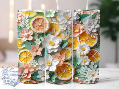3D Vibrant Sliced Lemon Tumbler, Sliced Lemon Tumbler, Whimsical Citrus Wrap, Vibrant Lemon Wrap, Fresh Fruit Wrap, Sublimation Design, Trendy Gift Idea Sublimation ToriDesigns 