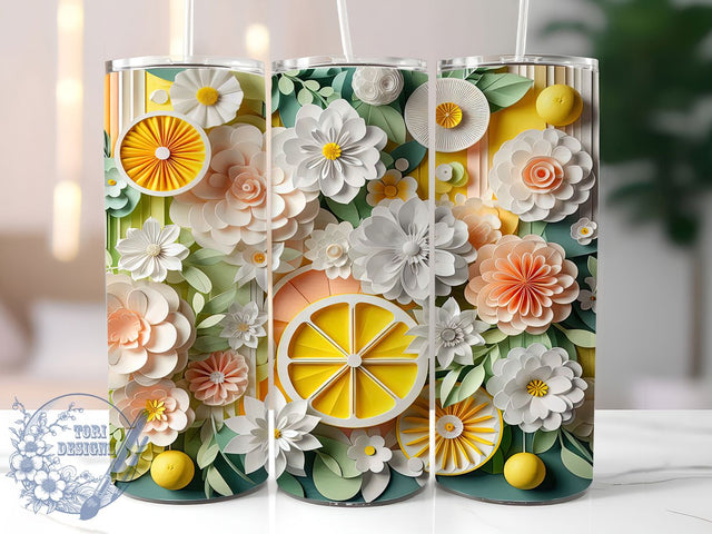 3D Vibrant Sliced Lemon Tumbler, Sliced Lemon Tumbler, Whimsical Citrus Wrap, Vibrant Lemon Wrap, Fresh Fruit Wrap, Sublimation Design, Trendy Gift Idea Sublimation ToriDesigns 