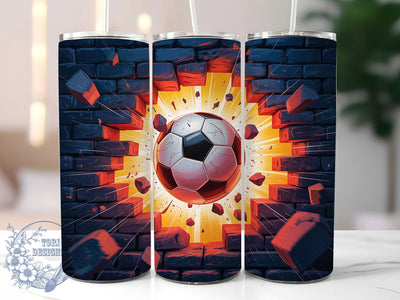 3D Vibrant Soccer Ball Tumbler, Sports Ball Tumbler, Athletic Soccer Wrap, Vibrant Sports Wrap, Artistic 3D Wrap, Sublimation Design, Trendy Gift Idea Sublimation ToriDesigns 
