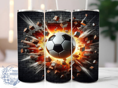 3D Vibrant Soccer Ball Tumbler, Sports Ball Tumbler, Athletic Soccer Wrap, Vibrant Sports Wrap, Artistic 3D Wrap, Sublimation Design, Trendy Gift Idea Sublimation ToriDesigns 
