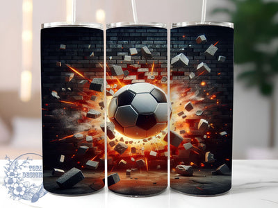 3D Vibrant Soccer Ball Tumbler, Sports Ball Tumbler, Athletic Soccer Wrap, Vibrant Sports Wrap, Artistic 3D Wrap, Sublimation Design, Trendy Gift Idea Sublimation ToriDesigns 