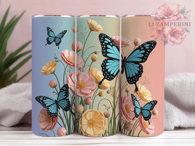 3D Vibrant Spring Butterfly Tumbler, Pastel Floral Tumbler, 3D Butterfly Wrap, Vibrant Spring Wrap, Artistic Pastel Wrap, Sublimation Design, Trendy Gift Idea Sublimation Li Zamperini 