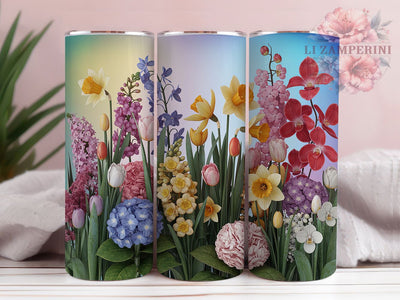 3D Vibrant Spring Floral Tumbler, Colorful Spring Tumbler, Vibrant Flower Wrap, Artistic Floral Wrap, Bright Blossom Wrap, Sublimation Design, Trendy Gift Idea Sublimation Li Zamperini 