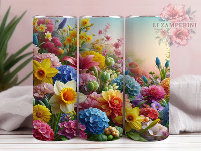 3D Vibrant Spring Floral Tumbler, Colorful Spring Tumbler, Vibrant Flower Wrap, Artistic Floral Wrap, Bright Blossom Wrap, Sublimation Design, Trendy Gift Idea Sublimation Li Zamperini 