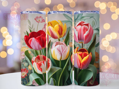 3D Vibrant Tulip Flower Tumbler, Vibrant Floral Wrap, 20oz Tumbler Sublimation, Colorful Garden Design, Spring Bloom Sublimation, Elegant Flower Tumbler, Botanical Beauty Wrap Sublimation SvggirlplusArt 