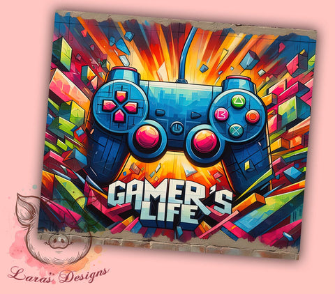 3D Video Gaming 20oz Tumbler Png, Straight & Tapered Tumbler Png, Controller Gamer Tumbler Png, Digital Download PNG Sublimation Lara' s Designs 