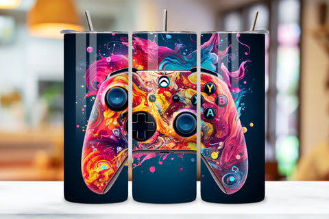 3D Video Gaming Tumbler, Gamer 20 oz Skinny Tumbler Sublimation Design Digital Download PNG, DIGITAL ONLY Sublimation FloridPrintables 