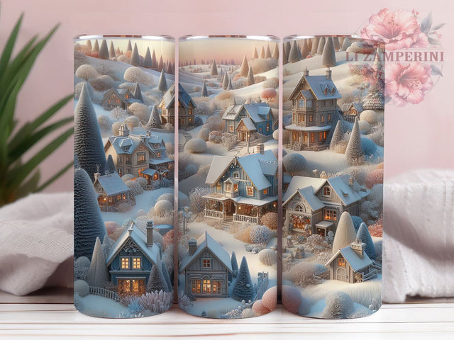 3D Vintage Christmas Landscape Tumbler, Holiday Landscape Wrap, Vintage Christmas Sublimation, 20oz Christmas Landscape Tumbler, Festive Vintage Art, Seasonal Holiday Mug, Whimsical Christmas Cup Sublimation Li Zamperini 