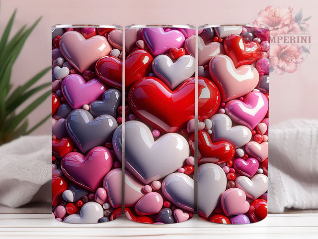 3D Vintage Valentine Hearts Tumbler, Valentine’s Day Hearts, Retro Love Design, 20Oz Wrap Design, Valentine Sublimation, Vintage Heart Art, Romantic Retro Theme Sublimation Li Zamperini 