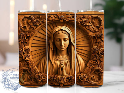 3D Virgin Mary Tumbler, 20oz Tumbler Wrap, Sublimation Design, Religious Tumbler Wrap, Digital Download, Virgin Mary Gift, Christian Decor Sublimation ToriDesigns 