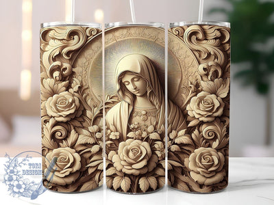 3D Virgin Mary Tumbler, 20oz Tumbler Wrap, Sublimation Design, Religious Tumbler Wrap, Digital Download, Virgin Mary Gift, Christian Decor Sublimation ToriDesigns 