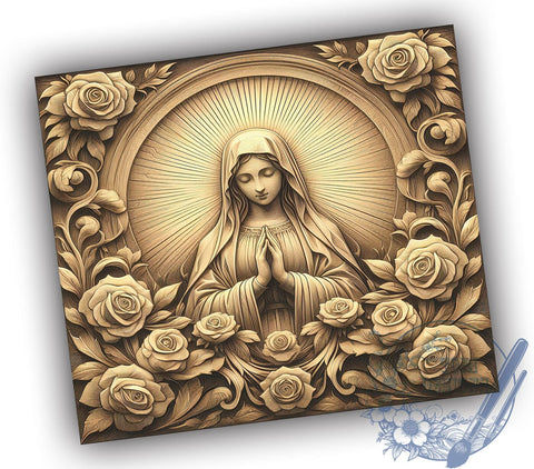 3D Virgin Mary Tumbler, 20oz Tumbler Wrap, Sublimation Design, Religious Tumbler Wrap, Digital Download, Virgin Mary Gift, Christian Decor Sublimation ToriDesigns 