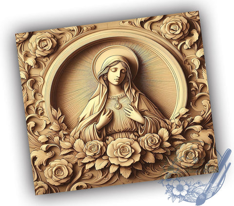 3D Virgin Mary Tumbler, 20oz Tumbler Wrap, Sublimation Design, Religious Tumbler Wrap, Digital Download, Virgin Mary Gift, Christian Decor Sublimation ToriDesigns 