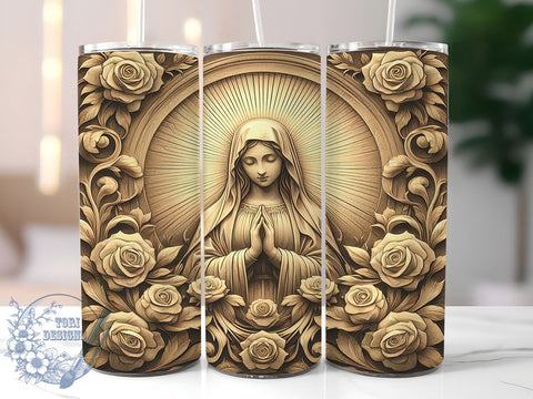 3D Virgin Mary Tumbler, 20oz Tumbler Wrap, Sublimation Design, Religious Tumbler Wrap, Digital Download, Virgin Mary Gift, Christian Decor Sublimation ToriDesigns 