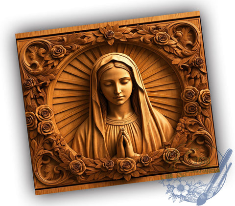3D Virgin Mary Tumbler, 20oz Tumbler Wrap, Sublimation Design, Religious Tumbler Wrap, Digital Download, Virgin Mary Gift, Christian Decor Sublimation ToriDesigns 