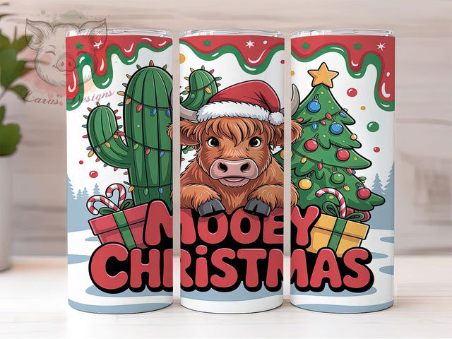 3D Western Highland Cow Tumbler, Western Christmas Wrap, Merry Christmas Cow Design, Festive Farm Sublimation, Cowboy Holiday Cup, 20Oz Skinny Tumbler Wrap, Rustic Cow Mug Sublimation Lara' s Designs 