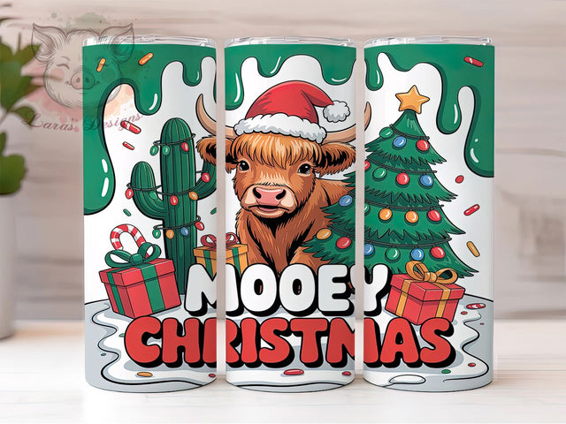 3D Western Highland Cow Tumbler, Western Christmas Wrap, Merry Christmas Cow Design, Festive Farm Sublimation, Cowboy Holiday Cup, 20Oz Skinny Tumbler Wrap, Rustic Cow Mug Sublimation Lara' s Designs 